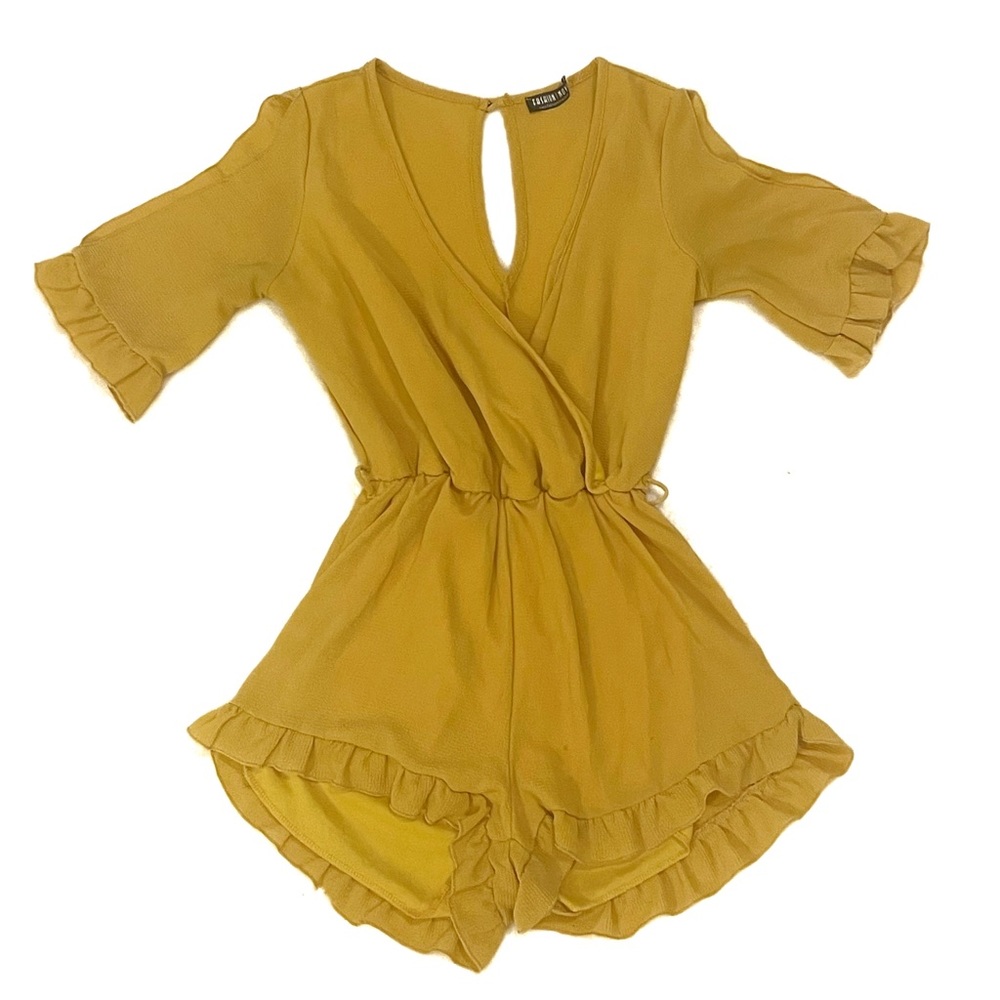 Fashion Nova Yellow Romper Size S-M